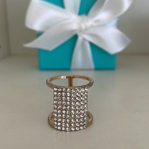 Golden Sparkle Rectangle Statement Ring